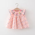 Blooming Beauty: Embroidered Cotton Baby Dress with Polka Dot Print